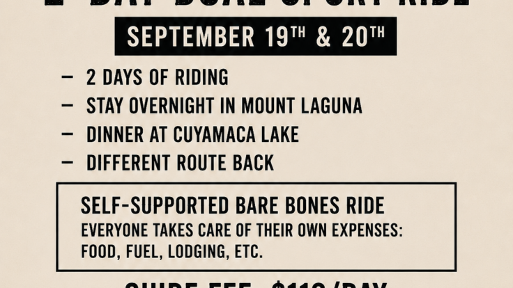 2 day dual sport ride san diego